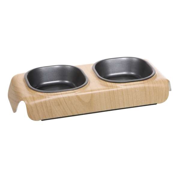 CATIT Design Melamin-Doppelnapf in Holzdekor